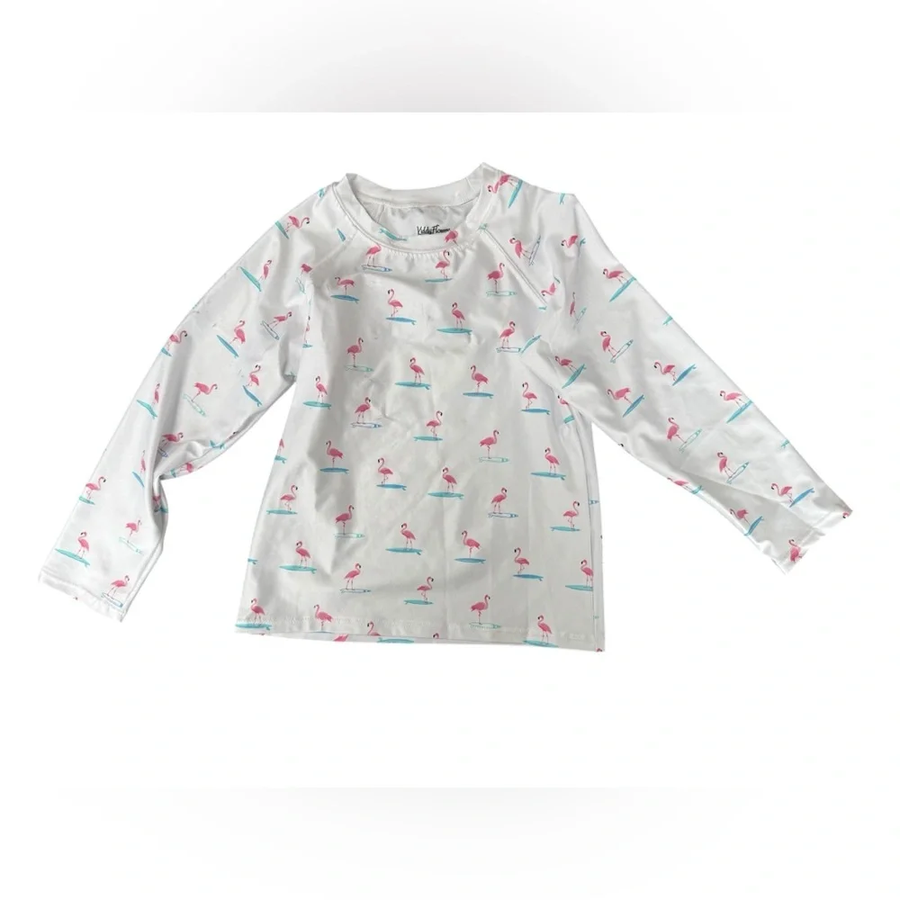 Kiddy‎ Flowers Flamingo Rash Guard Kenny Flowers Swim Girl’s Size 7/8